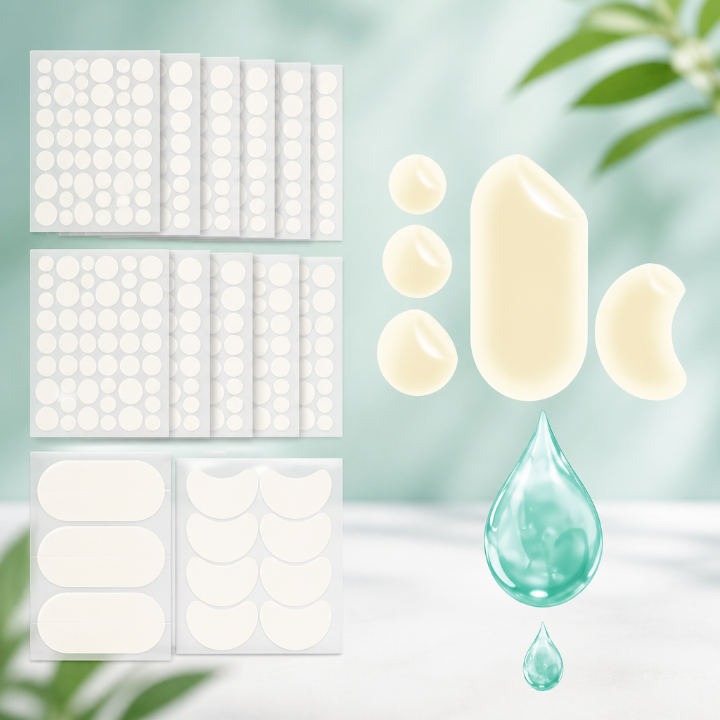 TKTK 443 Count Pimple Patches for Face, Hydrocolloid Acne Patch Bulk, Acne Stickers for Covering Cheeks, Forehead, Chin Blemishes Zit Breakouts for All Skin Types (Dots, Strip, Contoured 5 Sizes)