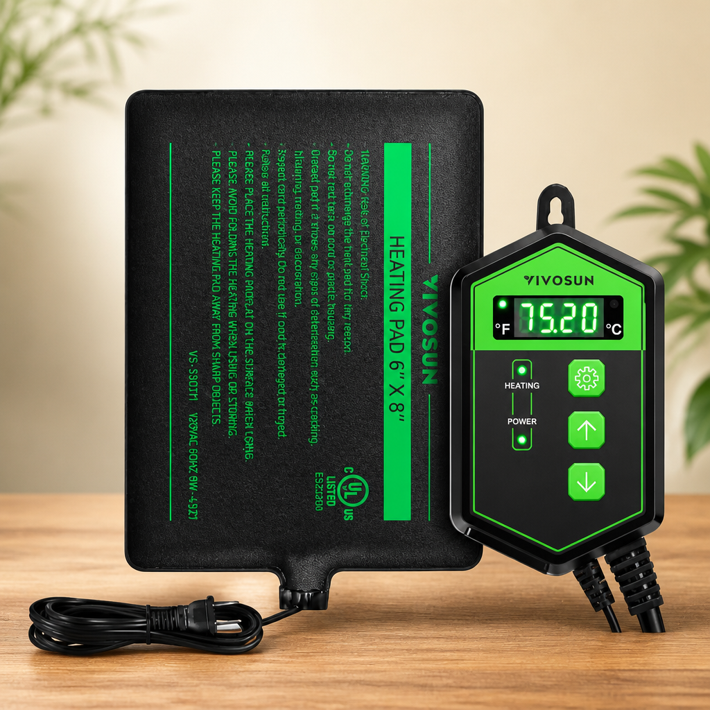 VIVOSUN Reptile Heating Pad 6x8 Inch with Thermostat Combo Under Tank Terrarium Heating Mat for Turtles, Lizards, Frogs, and Other Reptiles