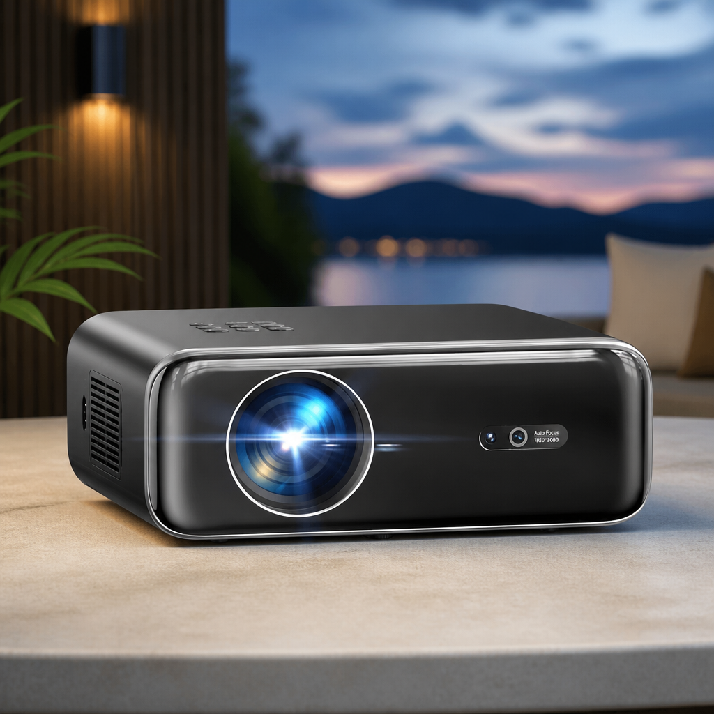 [Built-in Apps/4K Support] Smart Outdoor Projector with WiFi and Bluetooth, Movie Projector, DoIby Audio with Dual Speaker, Auto Focus w/ YouTube&PrimeVideo Proyector, Upgrad P62 Pro
