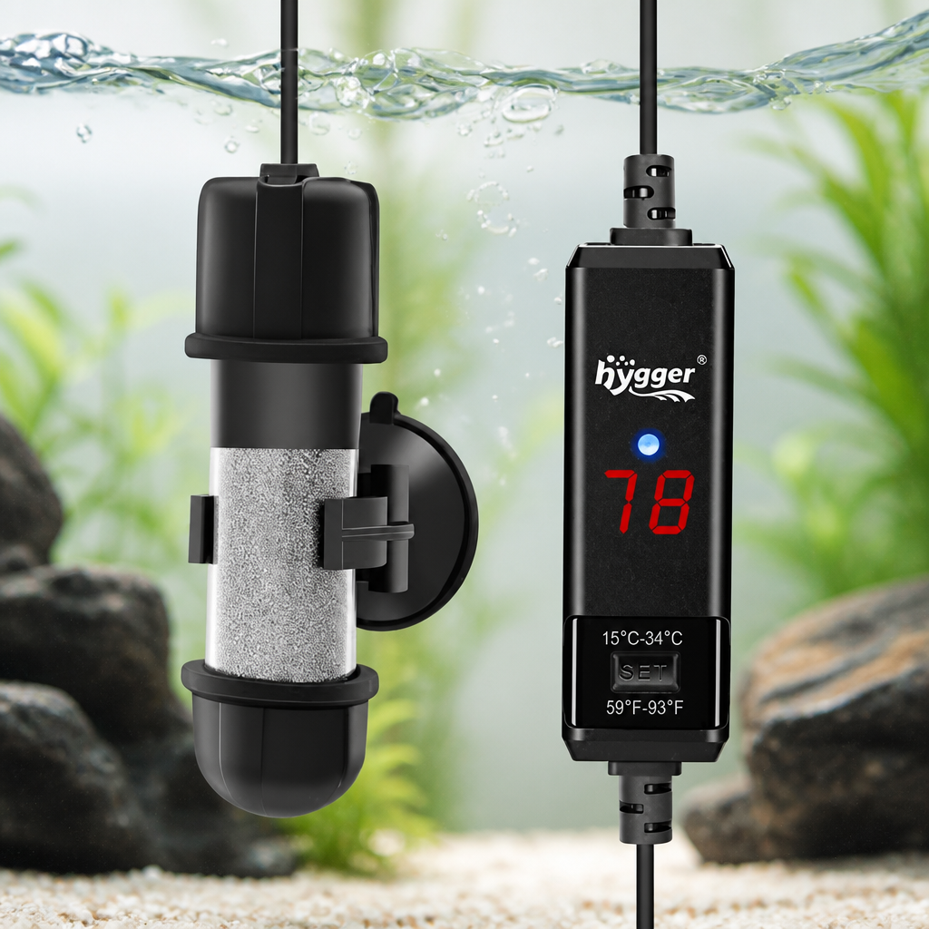 hygger Small Aquarium Betta Heater, Submersible Fish Tank Heater 10W/25W/50W/100W with LED Digital Display, Suitable for Marine Saltwater and Freshwater up to 5/10/16/26 Gallon