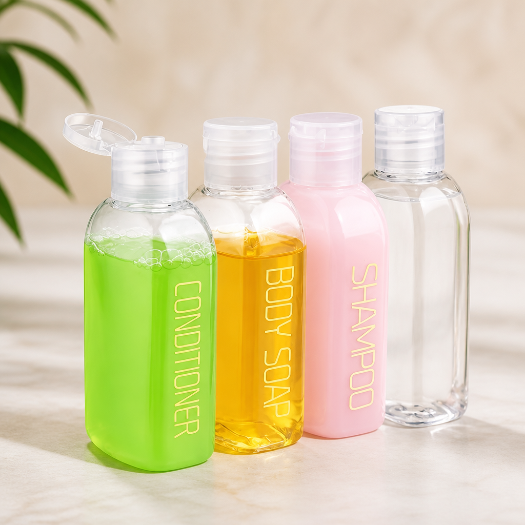 Cosywell Leakproof Squeeze Bottles Travel Kit - 4pc 3.4 oz TSA Approved for Shampoo, Conditioner and Toiletries