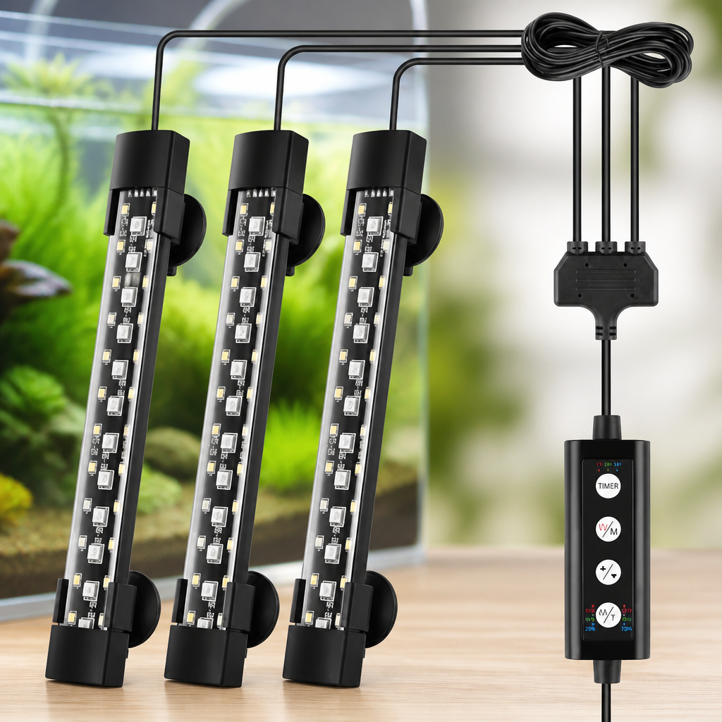 hygger Dual-Channel Controller Submersible Aquarium LED Light, 24/7 Mode Full Spectrum Hidden Fish Tank Light with 3 Rows Beads 7 Colors Auto On Off, Adjustable Timer Brightness (3)