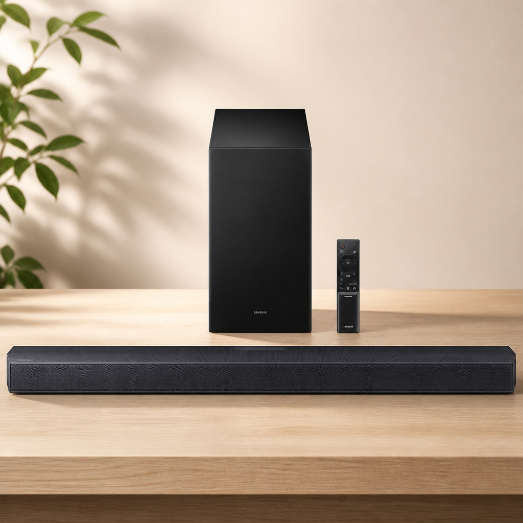 Samsung B-Series Soundbar HW-B550F 2.1 ch DTS Virtual:X Soundbar with Subwoofer (2025 Model) Voice Enhance Mode, Bass Boost, Adaptive Sound