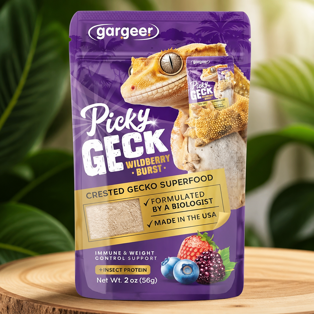 Gargeer 'Picky Geck' Wildberry Burst - Premium Crested Gecko Food | Antioxidant & Immune Support Formula | Real Fruit & Insect Protein | No Fillers - Only Premium Ingredients | 2oz | Made in USA.