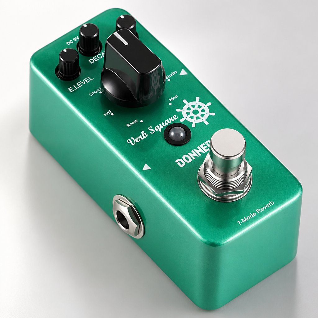 Donner Reverb Guitar Pedal, Verb Square Digital Reverb 7 Modes Room, Hall, Church, Spring, Plate, Studio, Mod, True Bypass
