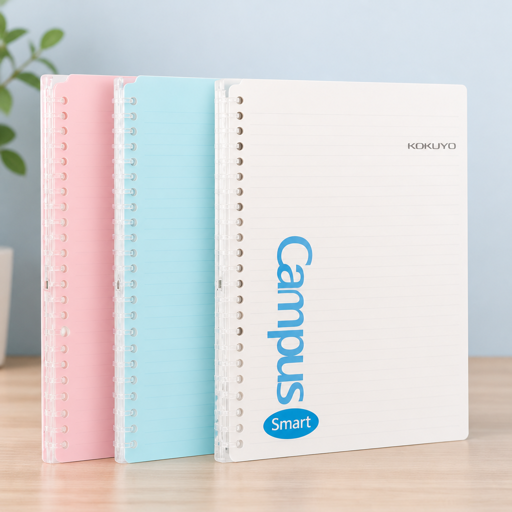 Kokuyo Campus Smart Ring Binders 3 Pack, B5 Notebook Binder +100 Sheet 6mm Dot Ruled Refiller Paper, 25 Sheet Capacity, 26 Rings, Light Color, Perfect for Work, Study & Journal