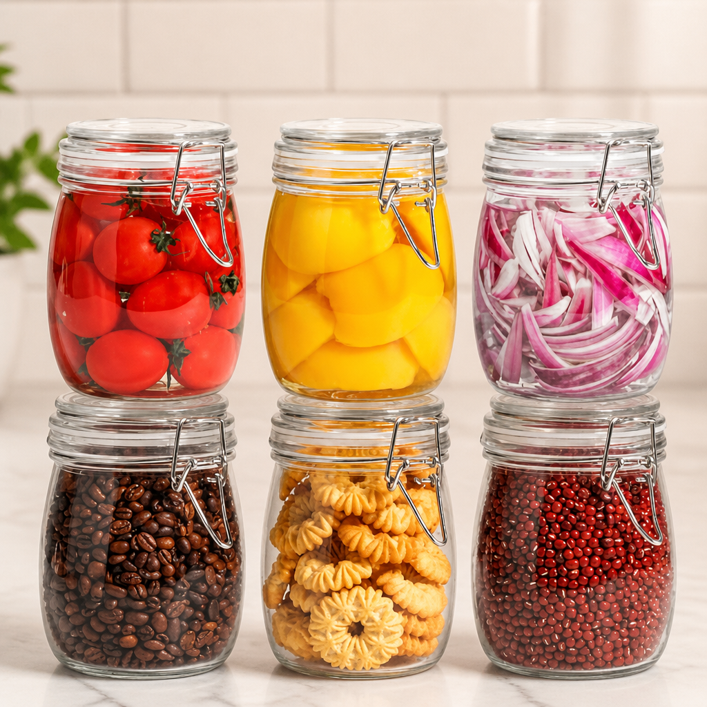 ComSaf Round Glass Jars with Airtight Lids 25 oz 6 Pack Pickling | Flour sugar rice, Preserving canning, Pantry organization, Kitchen storage, Dry goods, Sourdough fermenting, Mason jars