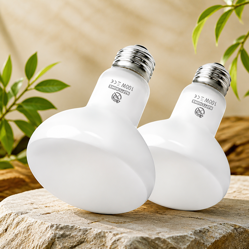 Reptile Heat Lamp Bulbs, Simulate Natural Sunlight Heat Light Bulb, 2 Pack 100W Amphibian Terrarium Basking Spot Lamp for Reptile, Bearded Dragon, Lizard, Turtle, Snake