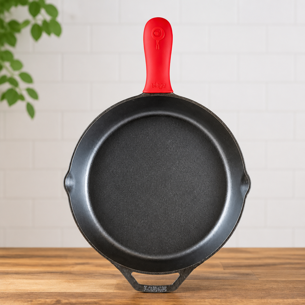Lodge Seasoned Cast Iron Skillet 12 Inches - Quality Frying Pan for the Stove, Oven, Grill & Campfire - Includes Silicone Hot Handle Holder - Non-Toxic, Nonstick & Long-Lasting