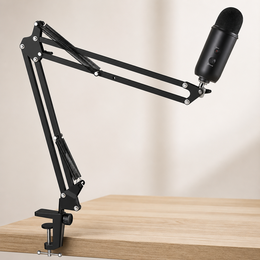 InnoGear Boom Arm Microphone Mic Stand for Blue Yeti HyperX QuadCast SoloCast Snowball Fifine Shure SM7B and Other Mic, Black