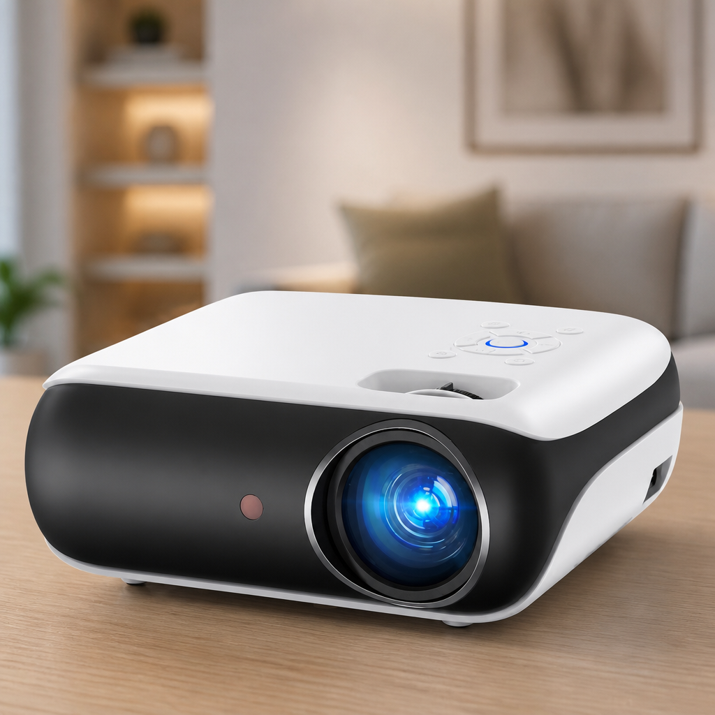 HAPPRUN Native 1080P Projector, Bluetooth Home Theater Movie Projector with Built-in Speaker, Compatible with Smartphone, HDMI, Fire Stick, PS5, Indoor & Outdoor Use - Without Google TV System