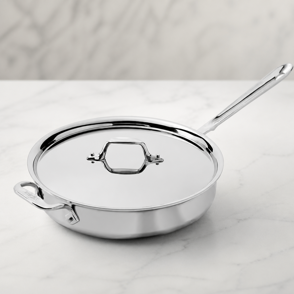 All-Clad D3® Stainless Steel 3 Quart Saute Pan Covered- Made in the USA- The Original Bonded Professional Cookware- Oven Safe & Induction Compatible