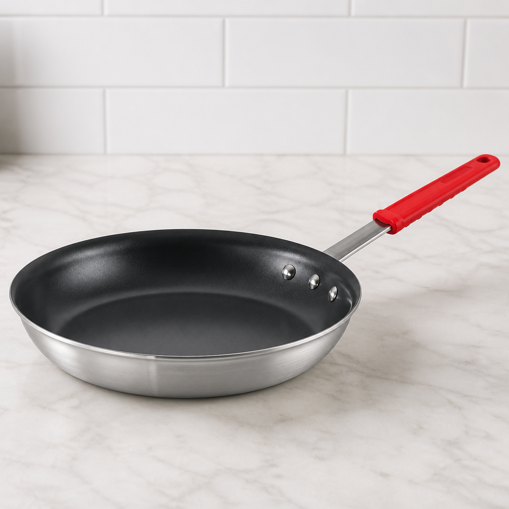 Tramontina Professional 12-Inch Non Stick Large Frying Pan, Heavy-Gauge Aluminum Skillet with Reinforced Nonstick Coating, Red Handle, Dishwasher and Oven Safe