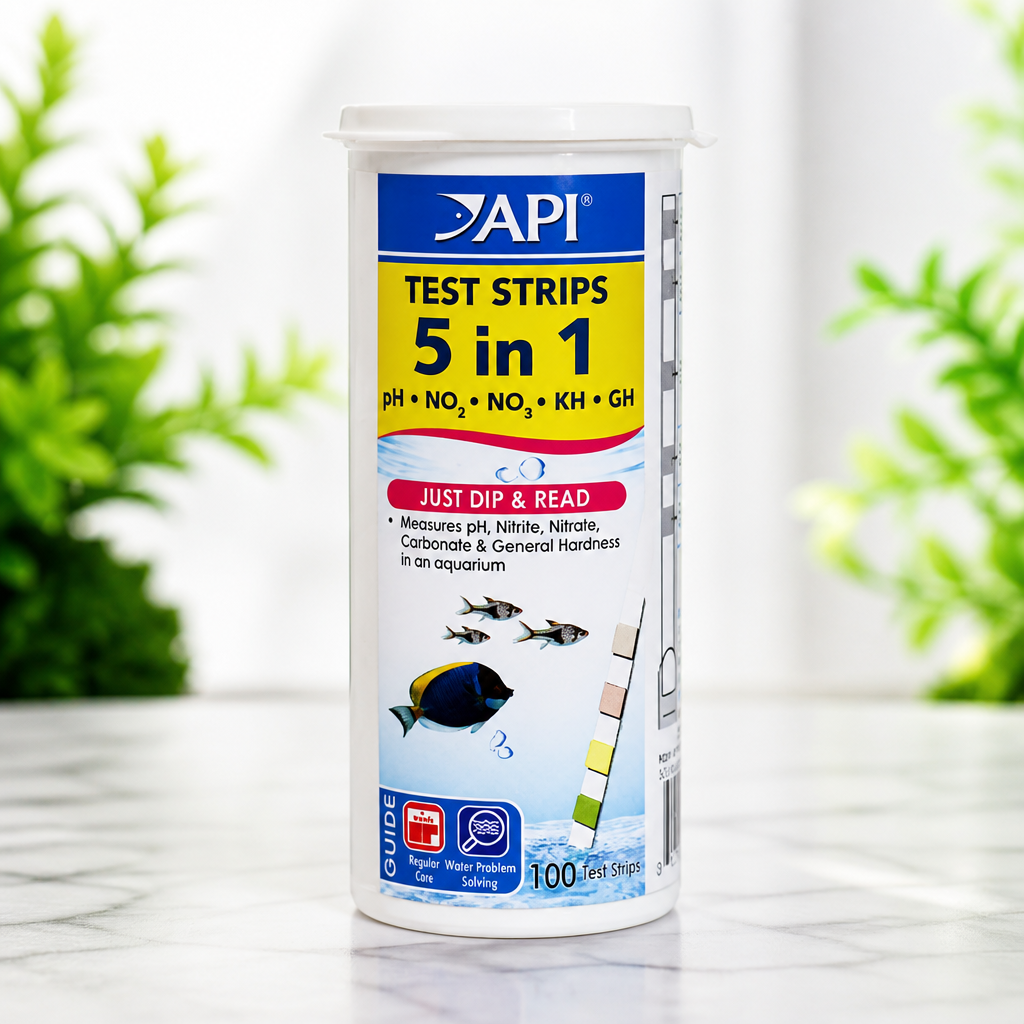API 5-IN-1 TEST STRIPS Freshwater and Saltwater Aquarium Test Strips 100-Count Box