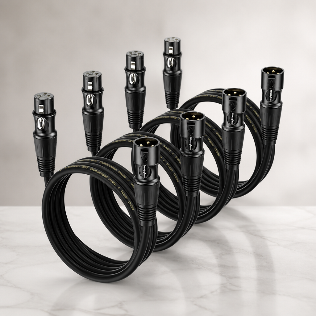 XLR Cables 2 Ft 4 Packs - Male to Female Microphone Cable with 3-Pin Balanced Shielded XLR Speaker Cables Mic Cable