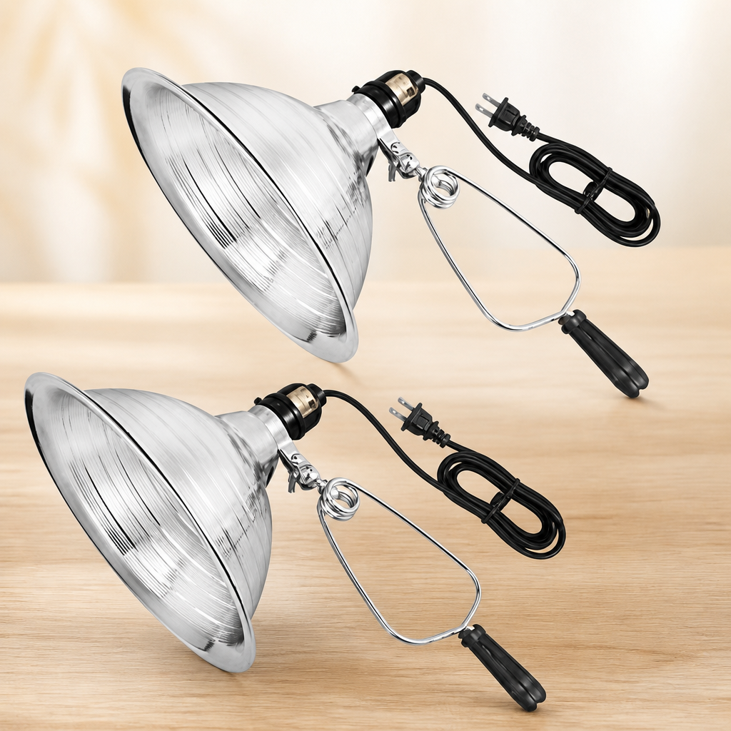 VIVOSUN Clamp Lamp Light with Detachable 8.5 Inch Aluminum Reflector up to 150 Watt E26 Socket (No Bulb Included), 6 Feet Cord, UL Listed, Pack of 2