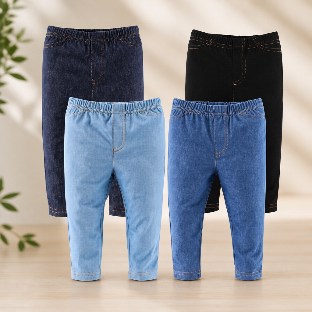The Peanutshell Baby Boys or Girls Jeggings Set - Soft Stretchy Pants Boy & Girl Leggings, Infant and Toddler Clothes - Denim