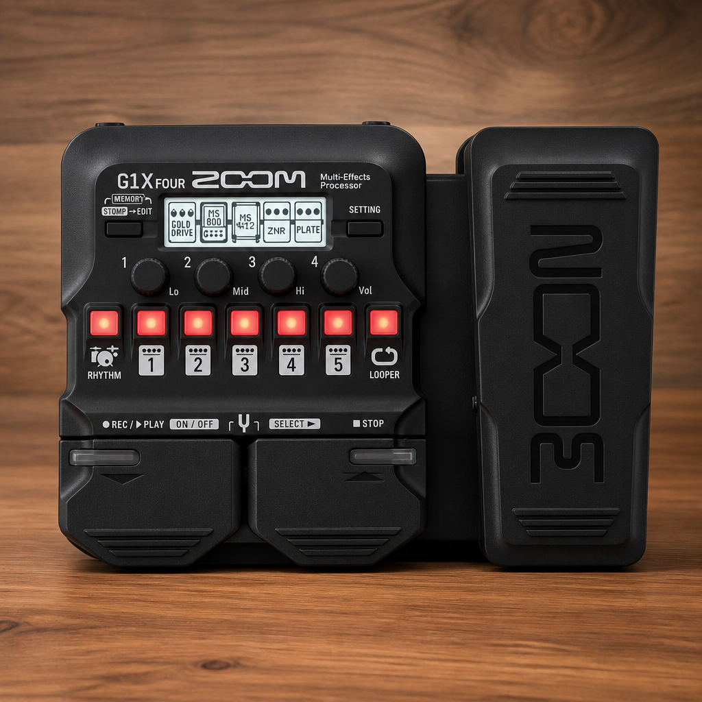 Zoom G1X FOUR Guitar Multi-Effects Processor with Expression Pedal, 70+ Effects & Amp Modeling, Looper, Rhythm Section, Tuner, Battery Powered