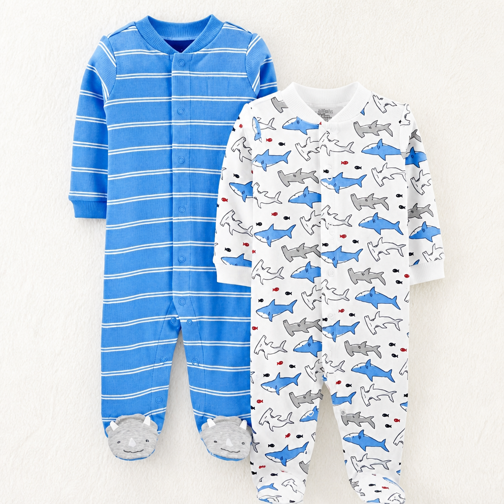 Simple Joys by Carter's baby-boys 2-way Zip Thermal Footed Sleep and Play, Pack of 2