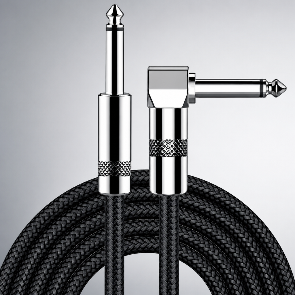New Bee Guitar Cable 10ft Electric Instrument Bass AMP Cord for Electric Mandolin, Pro Audio (Right Angle to Straight, Black)