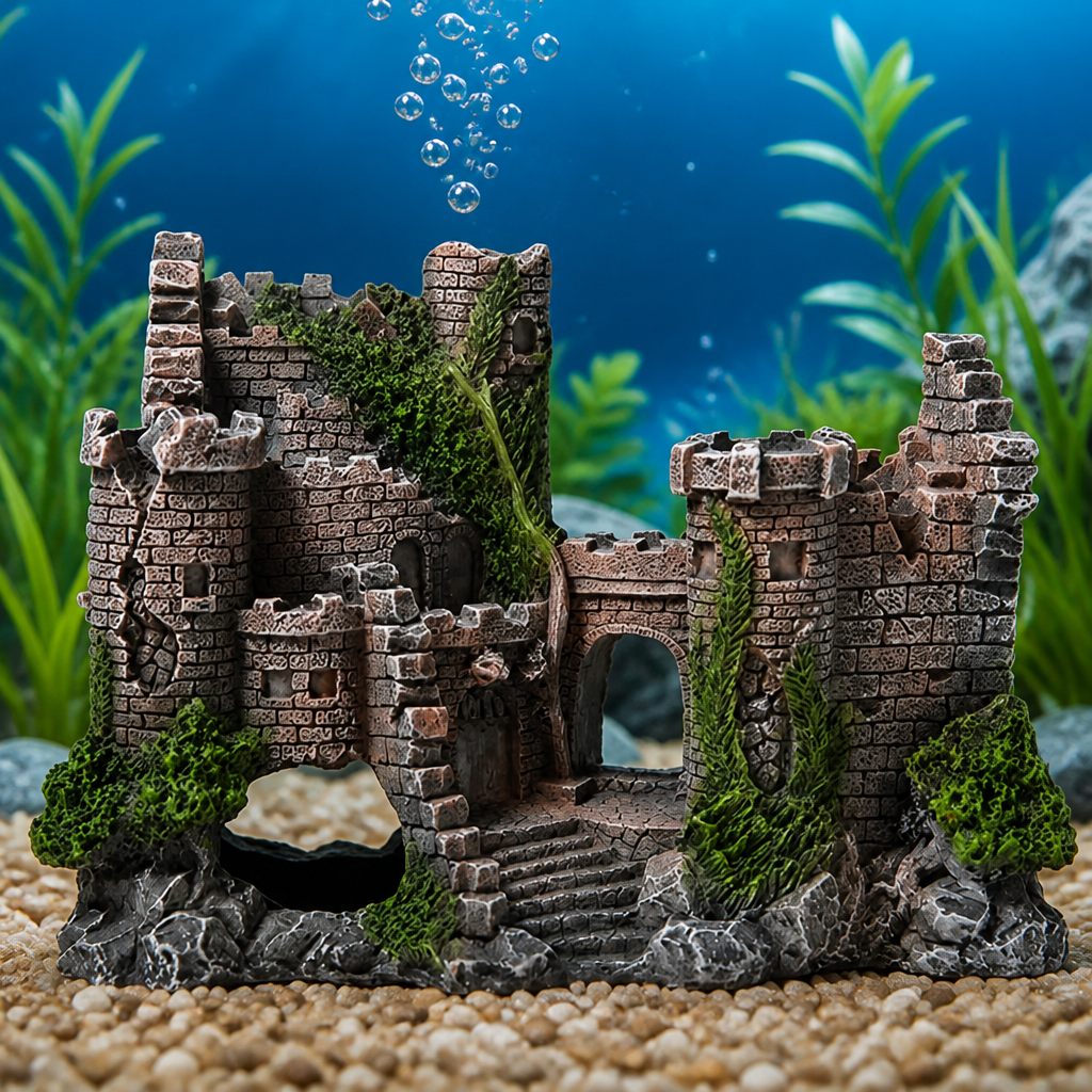 Aquarium Decorations- Castle Fish Tank Bubbler Decorations for Aquatic Pets to Breed Play and Rest Fish Decorations for Tank