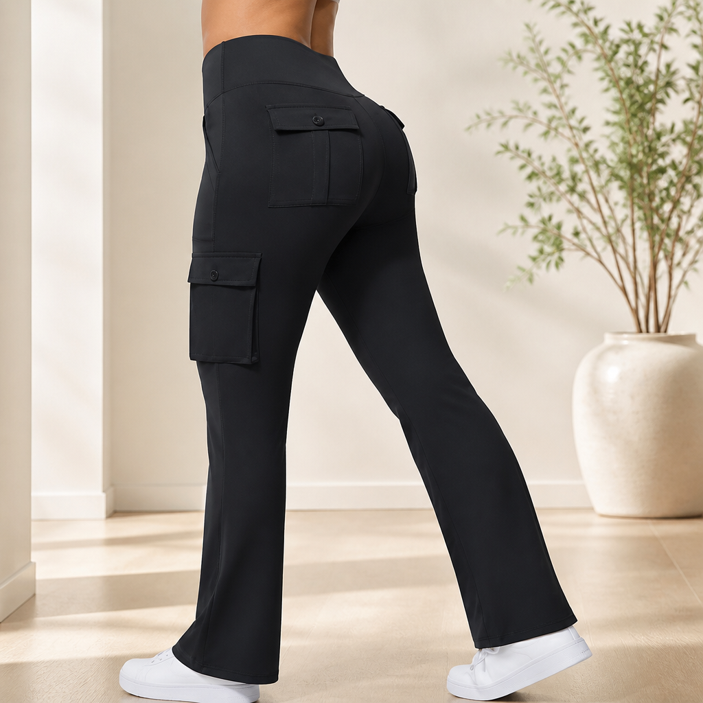 Yoga Flare Leggings for Women High Waisted Yoga Casual Pants Workout Leggings Cargo with 6 Pockets Bootcut Pants