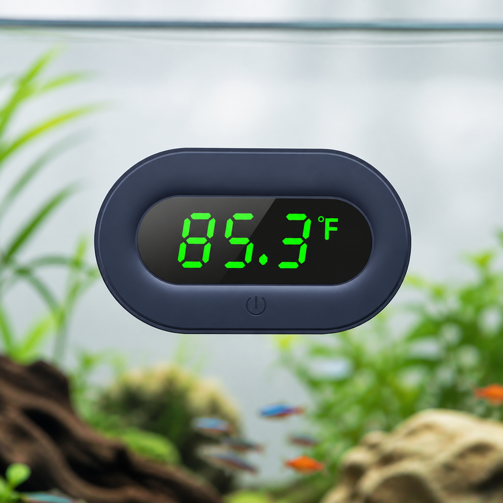 PAIZOO Aquarium Thermometer Digital, LED Display Fish Tank Thermometer Stick On Highly Accurate to ±0.9℉, Wireless Temperature Measurement for Fish, Betta, Aquatic, Replaceable Battery