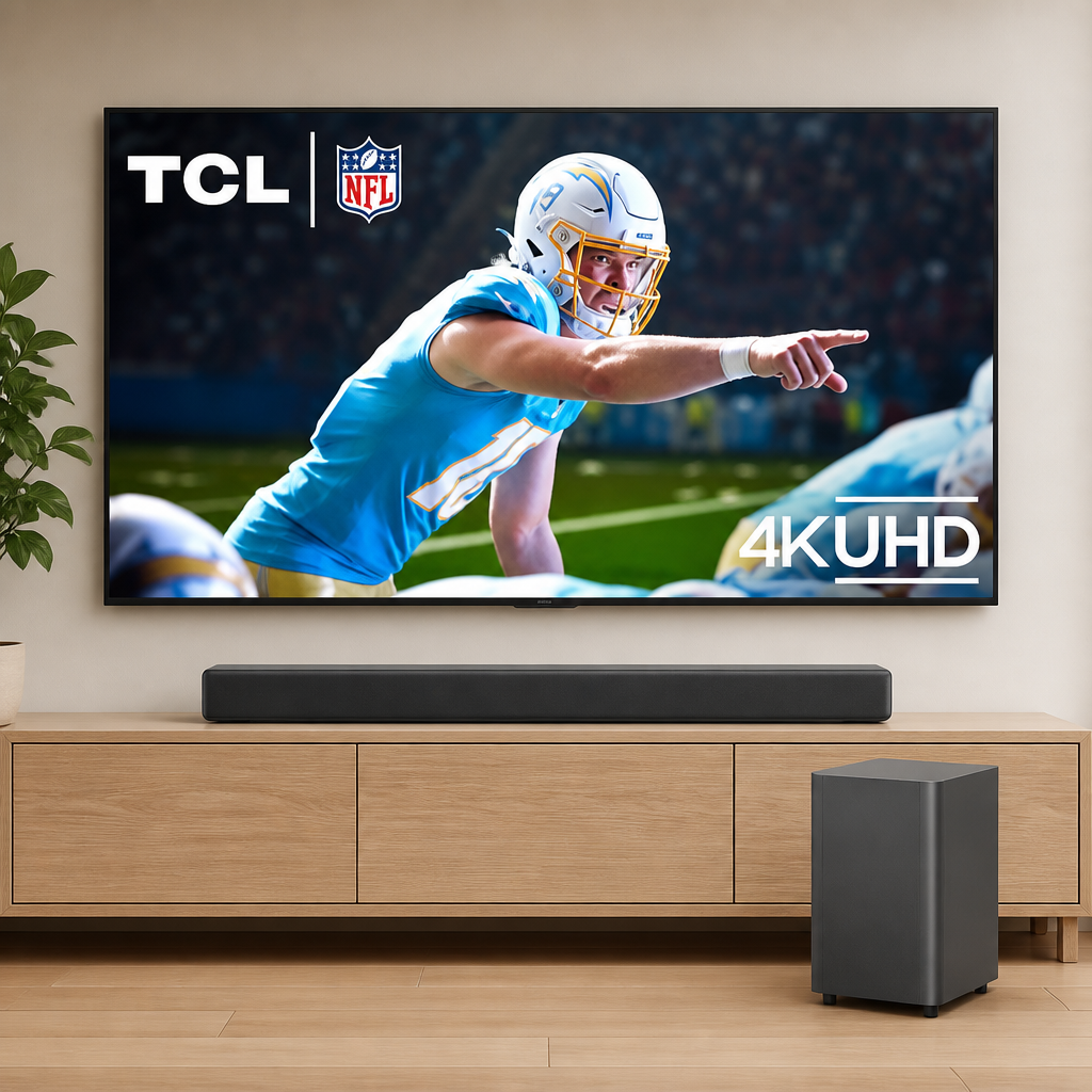 TCL 75-Inch Class S5 UHD 4K LED Smart TV with Fire TV (75S551F, 2024 Model) S55H S Class 2.1 Channel Sound Bar with Dolby Atmos