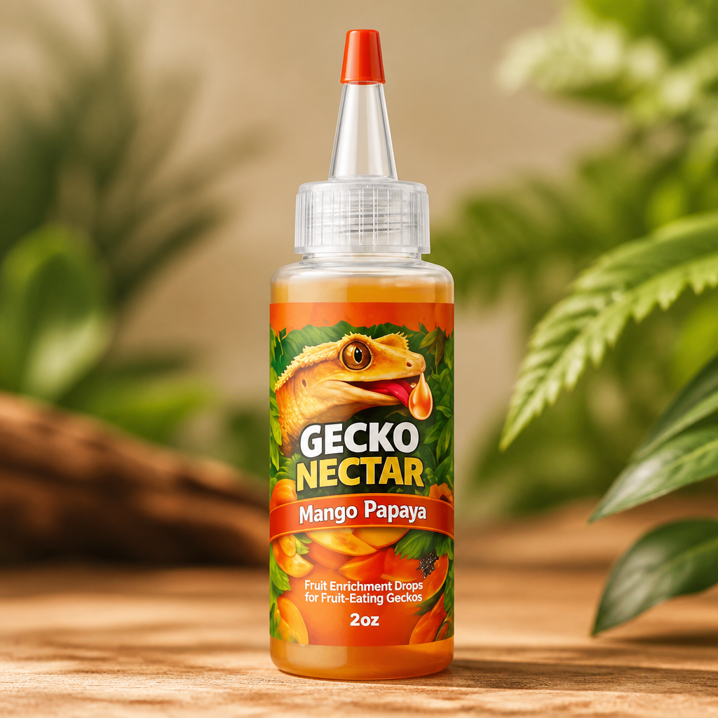 CTWPets Gecko Treat – Liquid Fruit Nectar Drops for Crested Gecko, Day Gecko & Gargoyle Gecko | Treat, Water Additive & CGD Mixer (4oz, Mango Papaya)