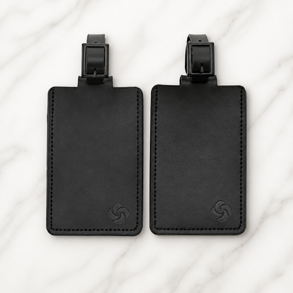 Samsonite 2-Pack Leather Luggage ID Tag, Black Logo, One Size