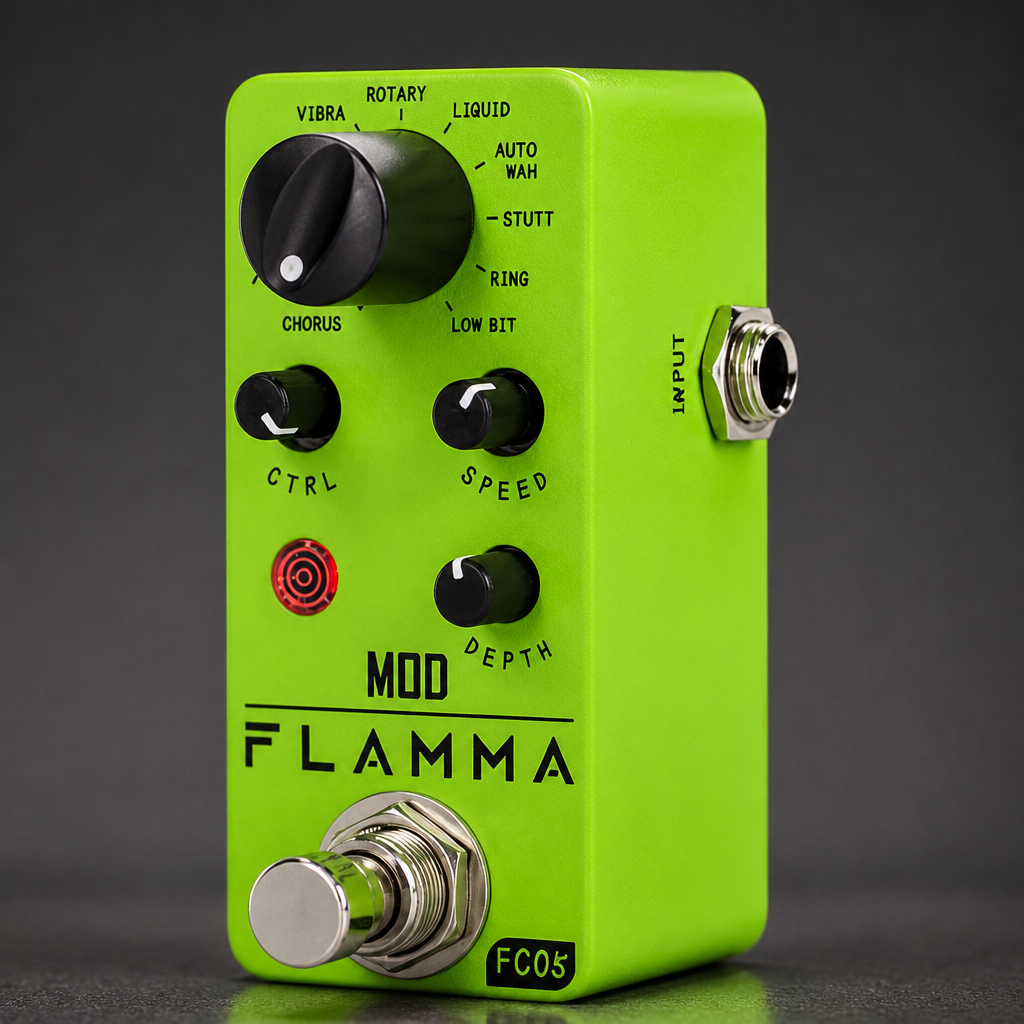 FLAMMA FC05 Mini Modulation Pedal with Chorus Flanger Tremolo Phaser Vibrato Rotary Liquid Autowah Stutter Ring LowBit