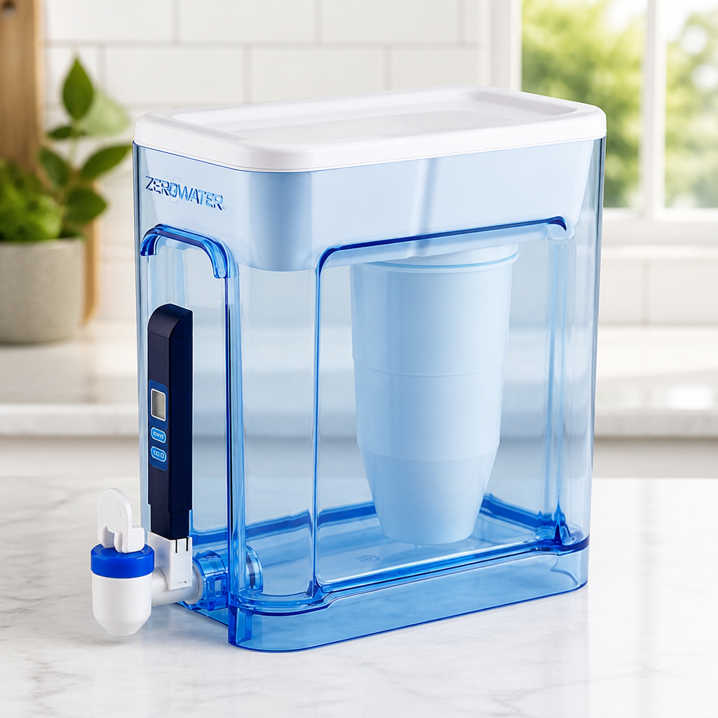 ZeroWater 22-Cup 5-Stage Water Filter Dispenser with Instant Read Out - 0 TDS for Improved Tap Water Taste - IAPMO Certified to Reduce Lead, Chromium, and PFOA/PFOS
