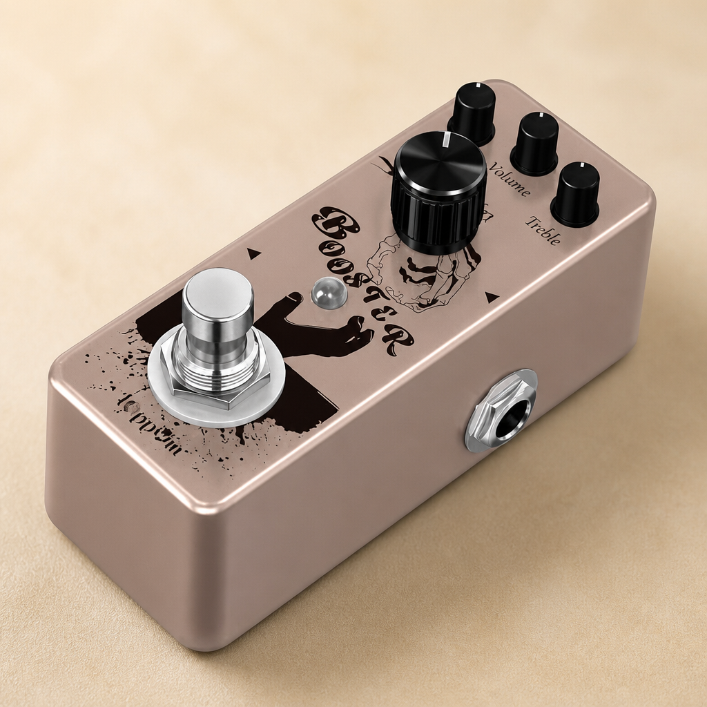 Pure Boost 20dB+ Clean Boost Pedal - ±15dB 2-Band EQ, Metal Enclosure, True Bypass for Guitar/Bass