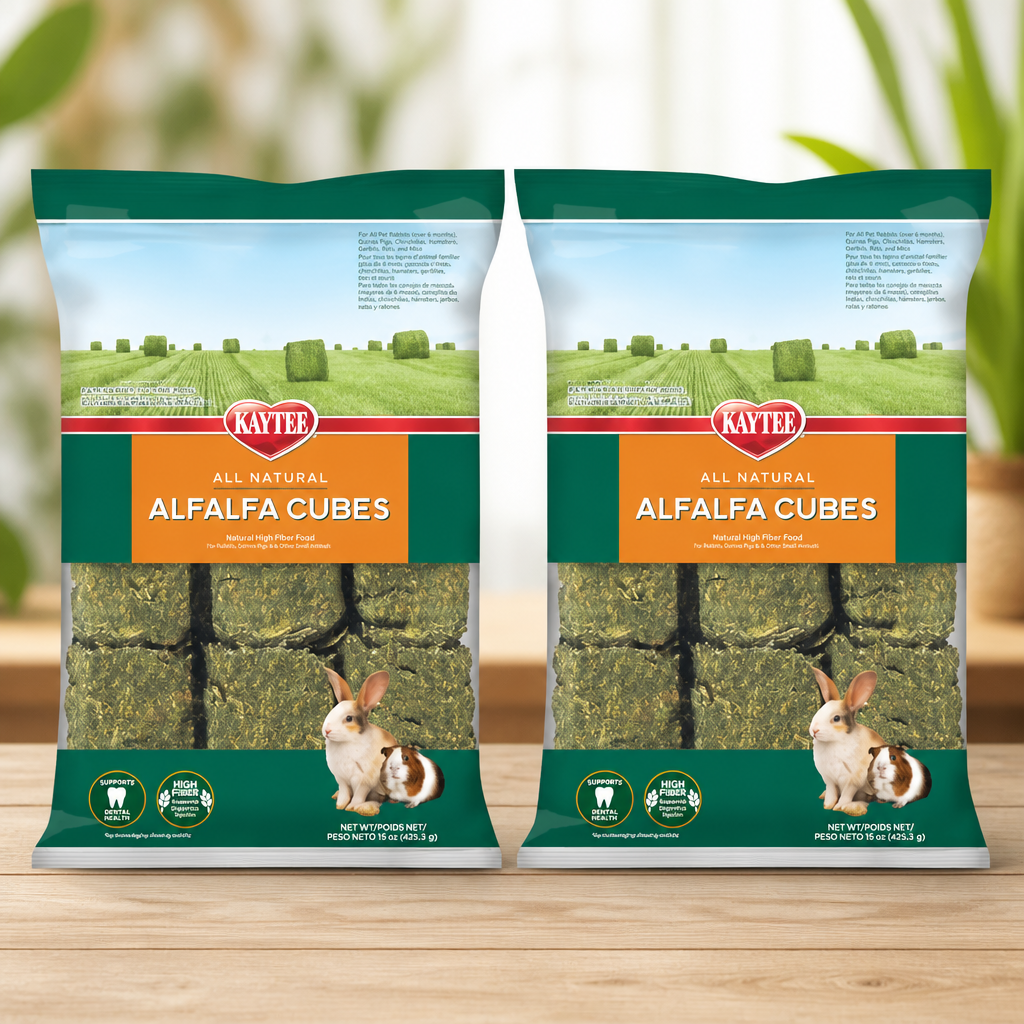 Kaytee Alfalfa Cubes for Rabbits, Guinea Pigs, and Other Small Animals, 15 oz (Pack of 2)