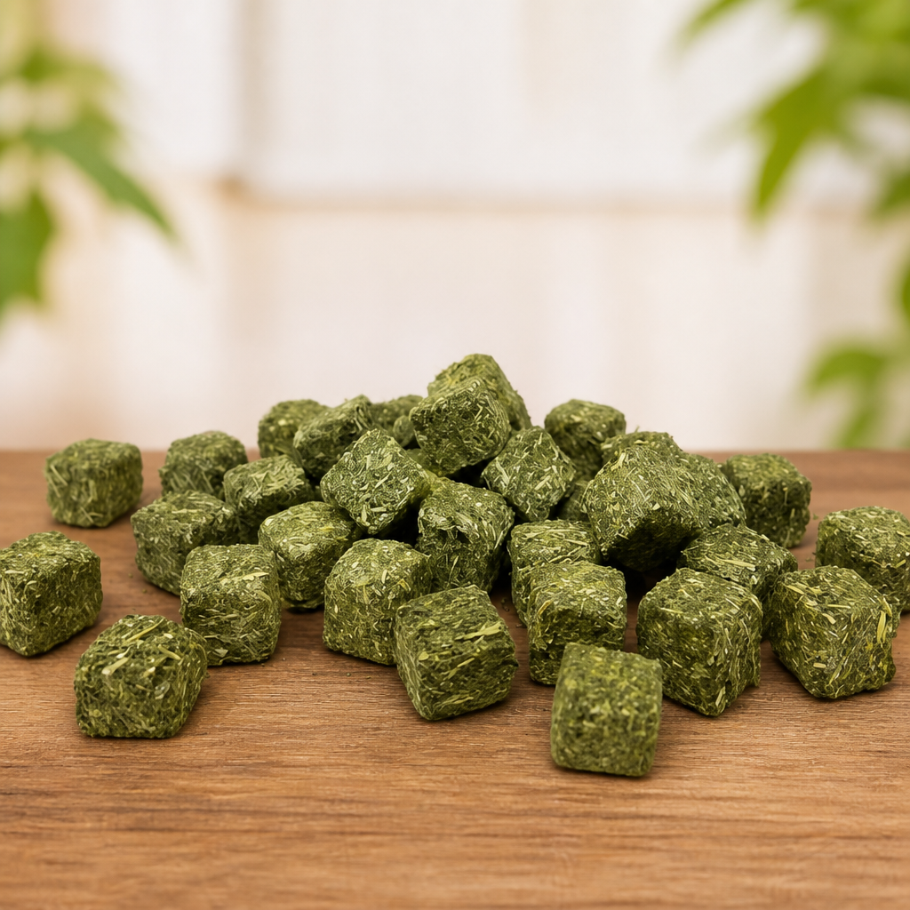 High Desert Alfalfa Cubes, Protein-Rich, Soft Leaf Nutrition for Young, Growing Animals Natural Food for Rabbits and Guinea Pigs, Supports Healthy Digestion, Fresh, Hand Packed in a 5 lb Box
