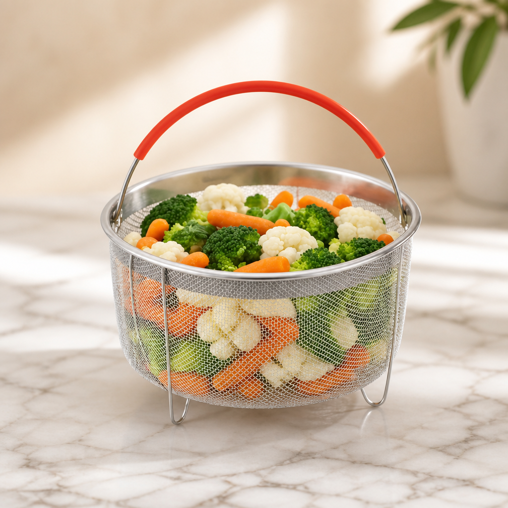 Original Salbree Steamer Basket for 6 qt quart Instant Pot Accessories, Stainless Steel Strainer and Insert fits IP Insta Pots, Instapot, Other Pressure Cookers, with Silicone Handle [3qt 8qt avail]