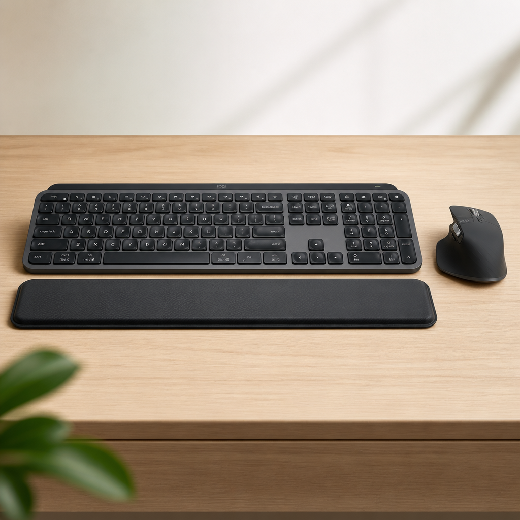 Logitech MX Keys S Combo - Performance Wireless Keyboard and Mouse with Palm Rest, Customizable Illumination, Fast Scrolling, Bluetooth, USB C, for Windows, Linux, Chrome, Mac,Color Graphite.