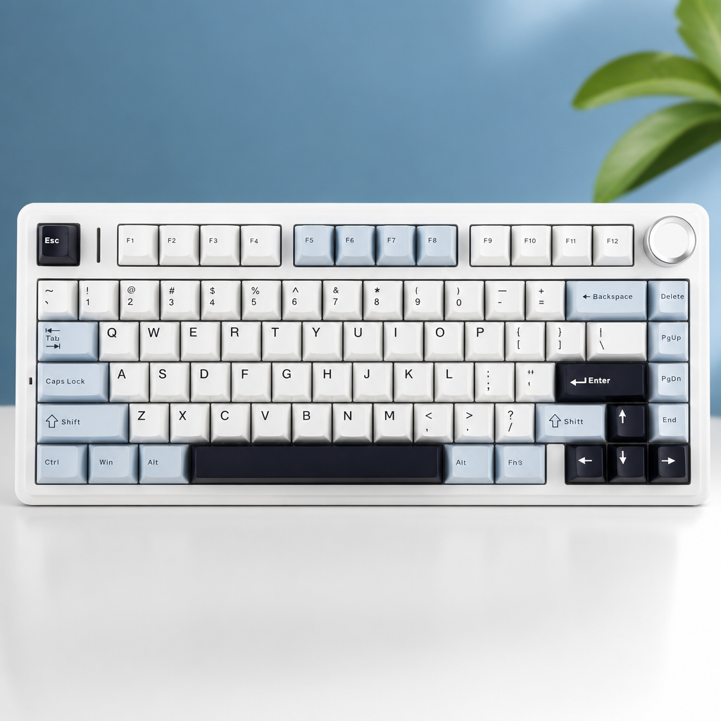 EPOMAKER x Aula F75 Gasket Mechanical Keyboard, 75% Wireless Hot Swappable Gaming Keyboard with Five-Layer Padding&Knob, BT/2.4GHz/USB-C, RGB (Light Blue, LEOBOG Reaper Switch)