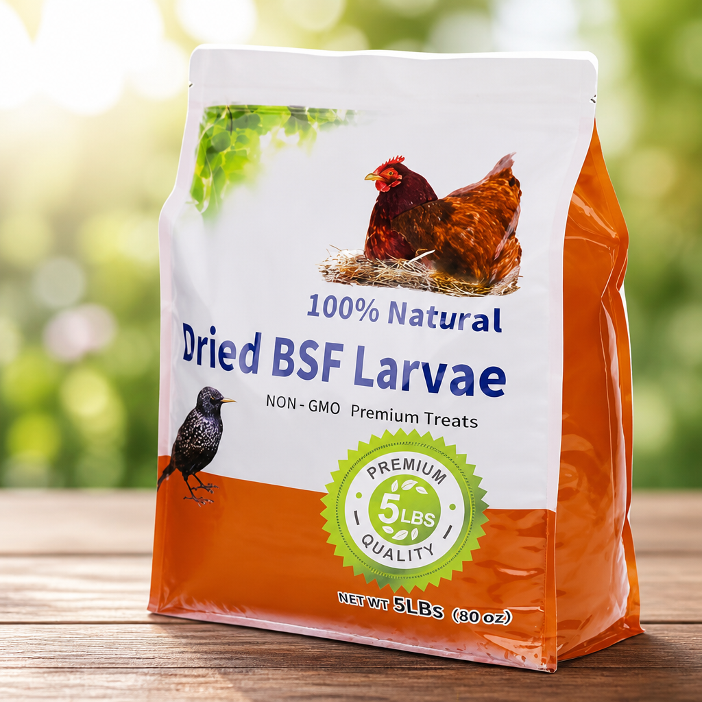 5lbs Dried Black Soldier Fly Larvae for Chickens - 100% Natural BSF Larvae More Calcium Than Dried Mealworms - High Protein BSFL Chicken Treats for Laying Hens Ducks Birds