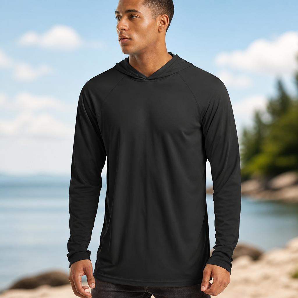 MAGCOMSEN Men's Hooded UPF 50+ Sun Protection T Shirts Long Sleeve Athletic Fishing Shirts Rash Guards