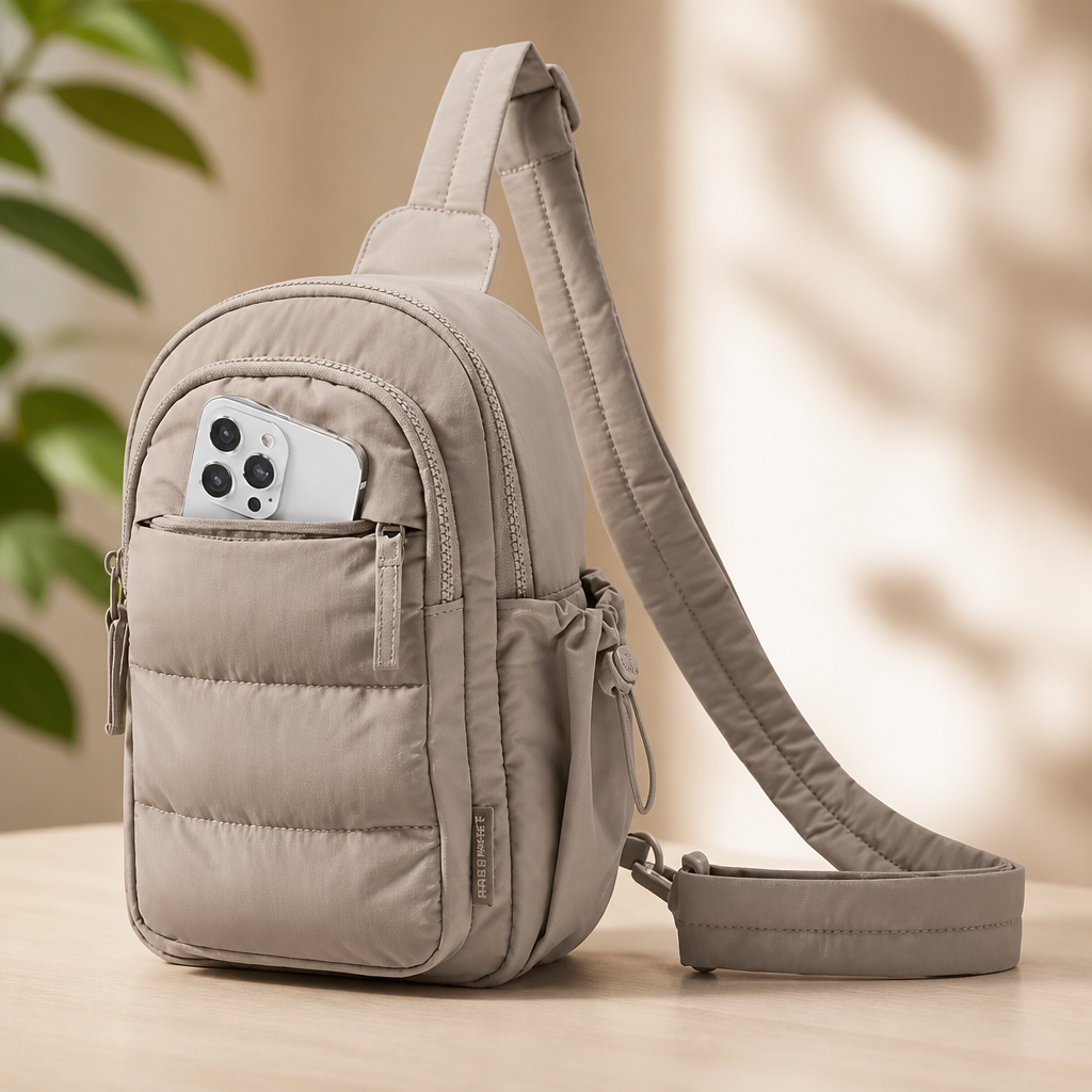 BAGSMART Small Sling Bag for Women, Puffer Crossbody Bag Purses Hobo Handbag Fanny Packs for Travel Hiking