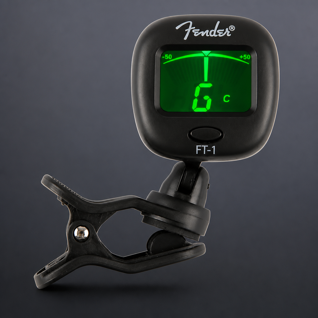 Fender FT-1 Professional Guitar Tuner Clip On, with 1-Year Warranty, Full-Range Chromatic Guitar Tuner with Dual-Rotating Hinges, A4 Calibration
