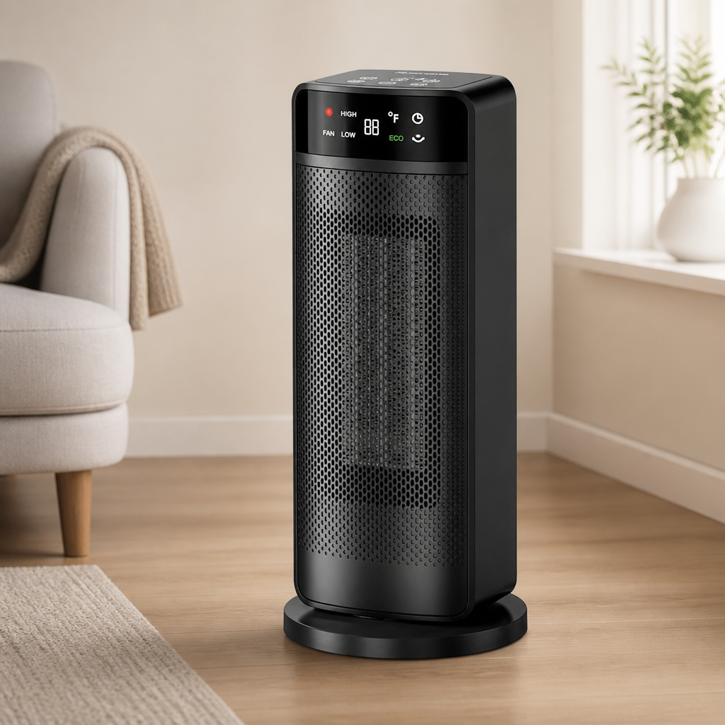 1500W Space Heaters for Indoor Use, PTC Ceramic Electric Heater Fast Heating with Remote, ECO, 59-95°F Digital Thermostat, Child Lock, 24H Timer, Oscillating Portable Electric Heater for Large Room