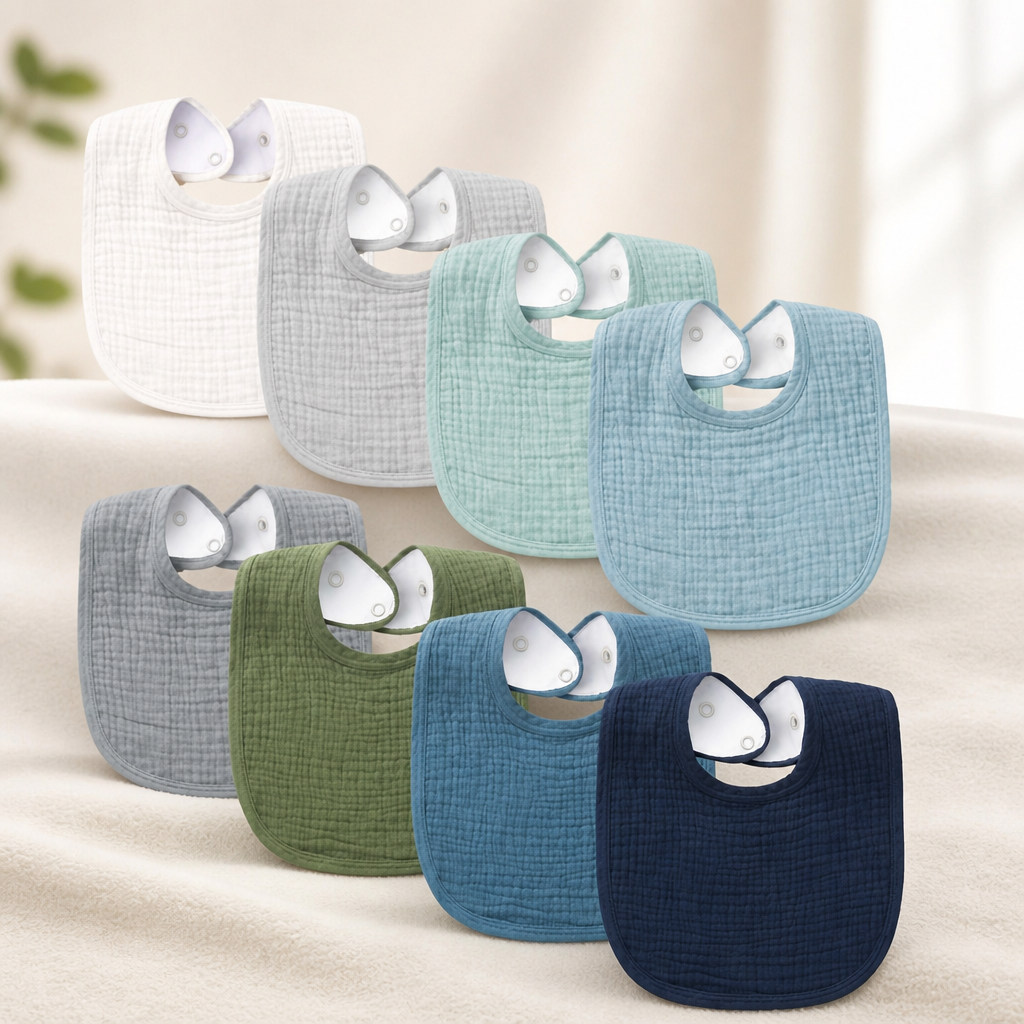 Konssy Muslin Baby Bibs 8 Pack Baby Bandana Drool Bibs Cotton for Unisex Boys and Girls, Soft Absorbent Set for Teething and Drooling