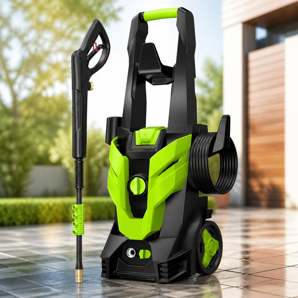 Pressure Washer, Power Washer with 4 Quick Connect Nozzles 1 Foam Cannon, High Pressure Cleaning Machine for Cars/Fences/Driveways/Patios/Farms/Home Cleaning(Bright Green)