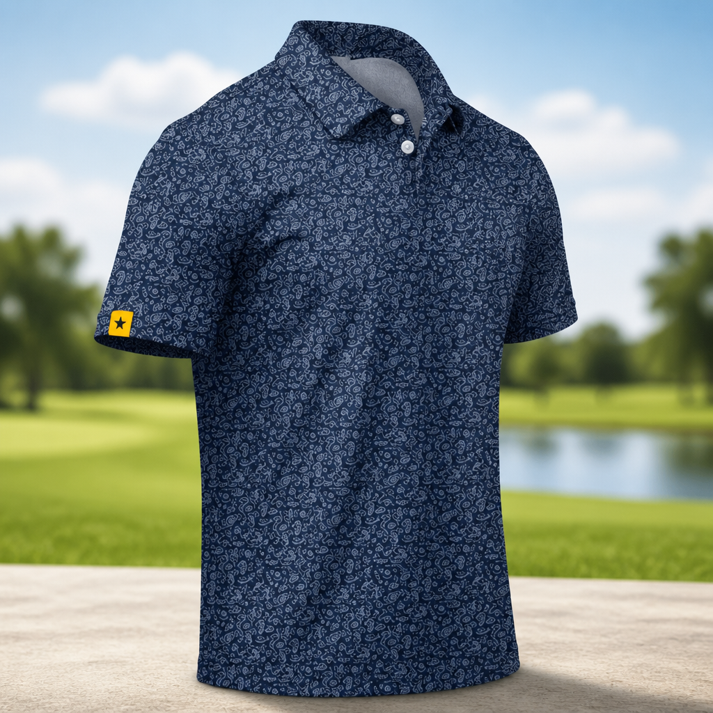 ZITY Mens Golf Polo Shirts Short Sleeve UPF 50+ Performance Moisture Wicking Print Pattern Casual Collared Golf Shirt for Men