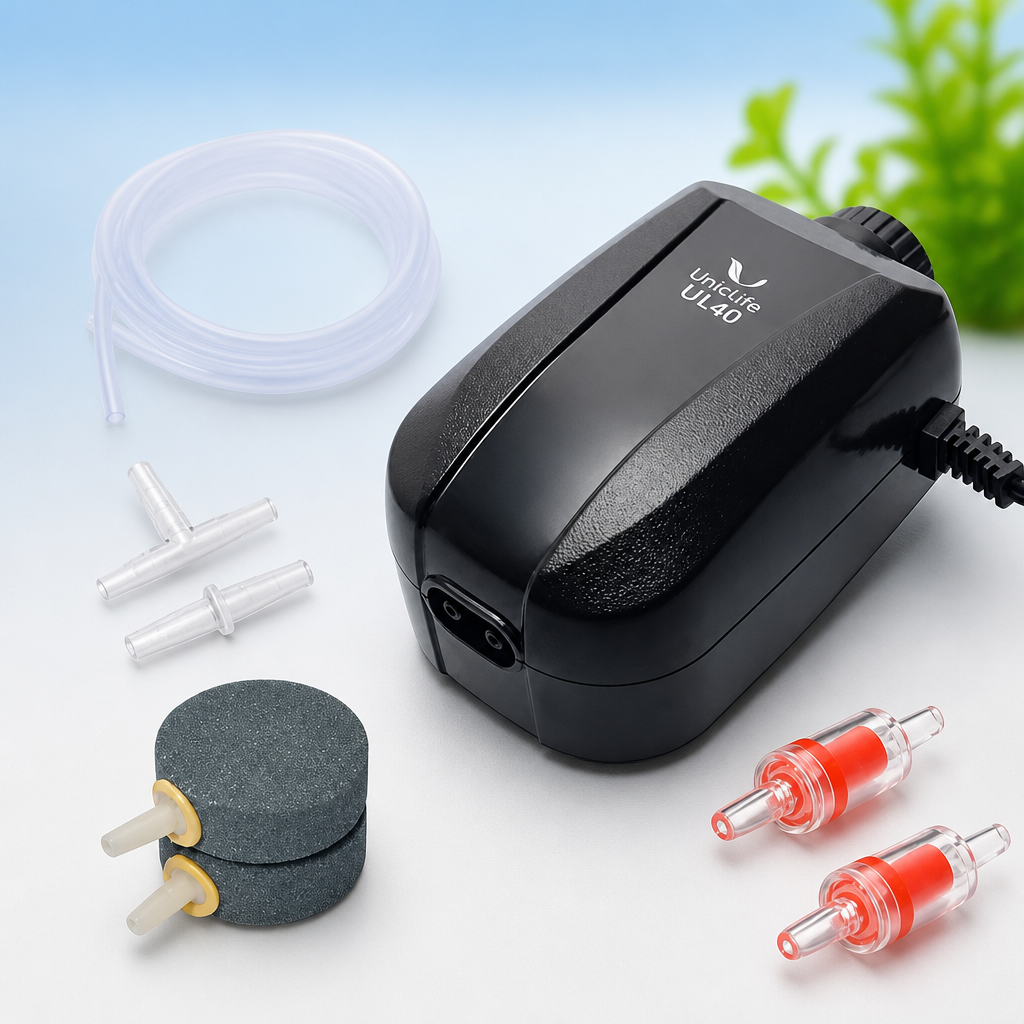 Uniclife Aquarium Air Pump Dual Outlet Fish Tank Aerator with Accessories for 5-200 Gallon Tank