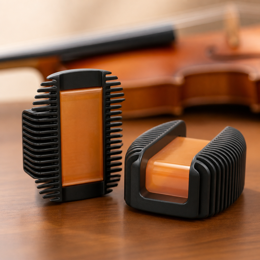 D'Addario Violin Rosin Guard with Light Rosin - Rosin for Violin, Cello, Viola, Double Bass - Shock Absorbent - Magnetic Attachment - Easy Grip - Dishwasher Safe