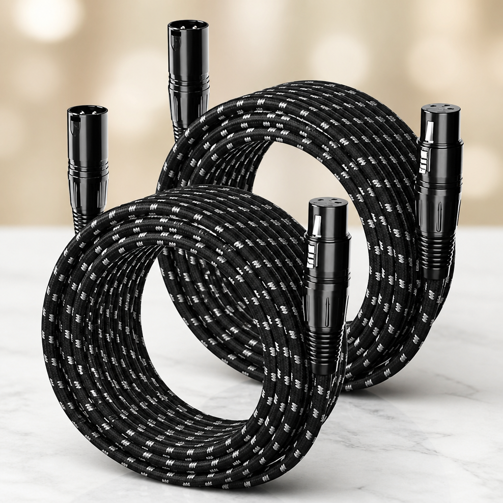 XLR Cables 25ft 2 Pack, Durable Nylon Braided XLR Microphone Cable, Mic Cable, Shielded and Fully Balanced OFC Male to Female Cord for Recording Mixer Amplifie Speaker Black White