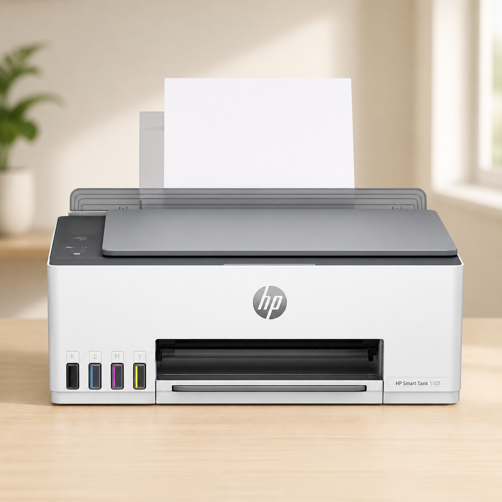 HP Smart Tank 5101 Wireless All-in-One Refillable Printer, Scanner, Copier with 2 Years of Ink Included, Wireless (2.4ghz only) Printer-for-Home use (1F3Y0A)
